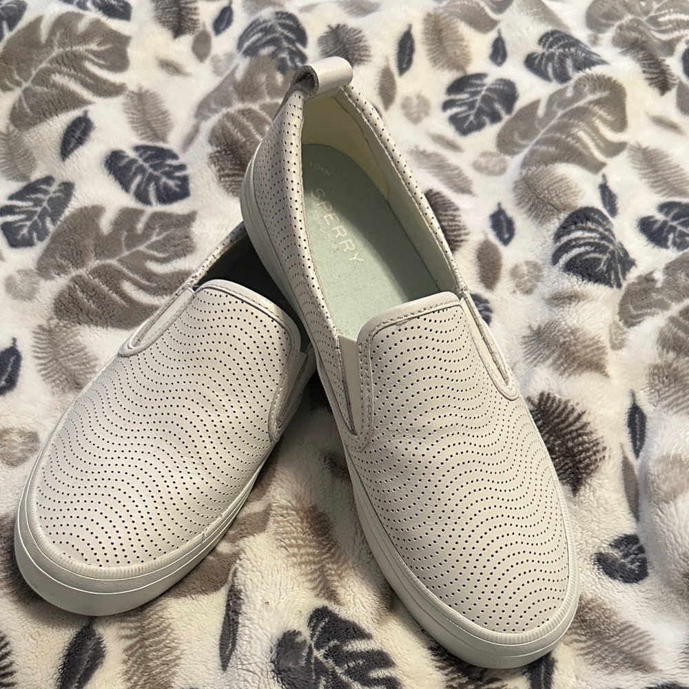 Sperry Women's Perforated White Slip-On Sneakers
